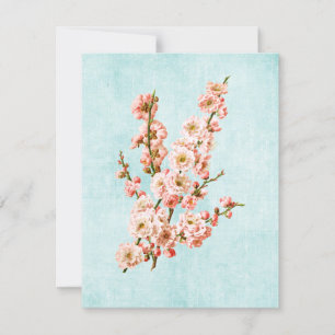 Carte Fleurs de prune sur Denim vieilli
