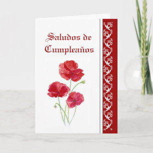 Carte Fleurs de Saludos de Cumpleaños Red
