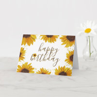 Fleurs de soleil aquarelle et points d'or Joyeux a