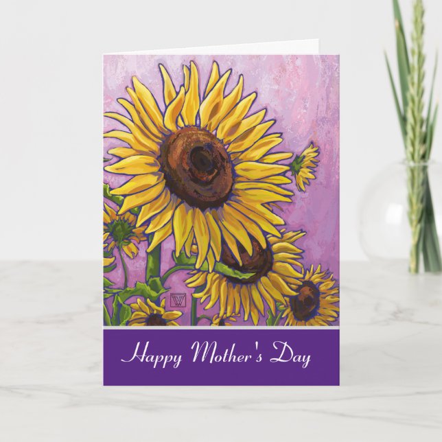 Carte Fleurs de soleil Bonne fête des mères (Devant)