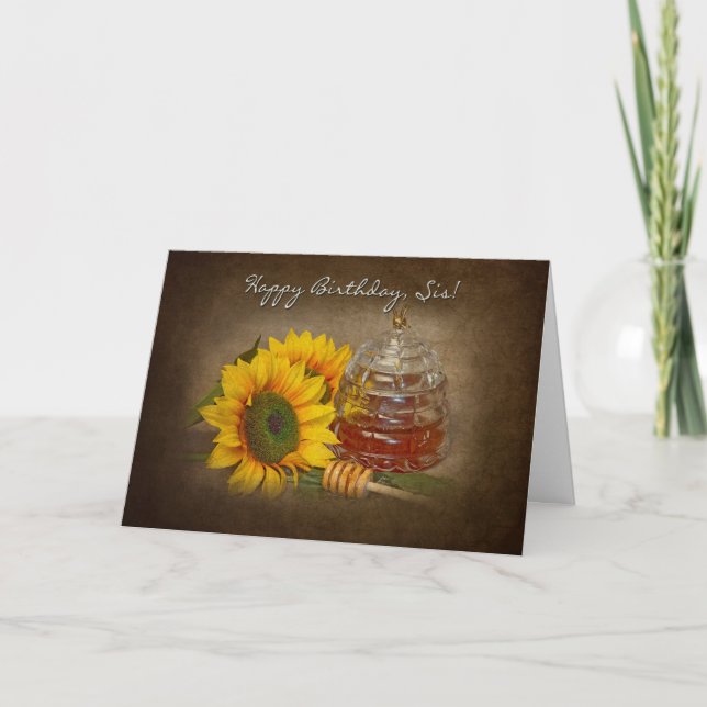 Carte Fleurs de soleil et miel - ANNIVERSAIRE - SOEUR (Devant)