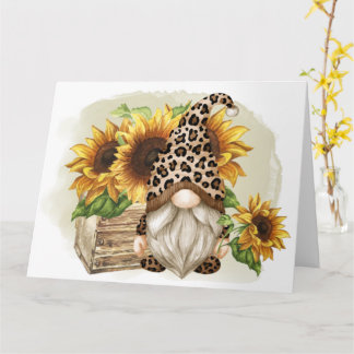 Carte Fleurs de soleil léopard Gnome