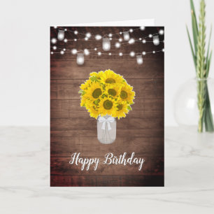 Carte Fleurs de soleil rustiques éclats Mason Jar Annive