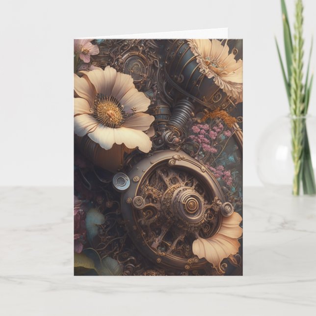 Carte Fleurs de Steampunk | Réception (Devant)