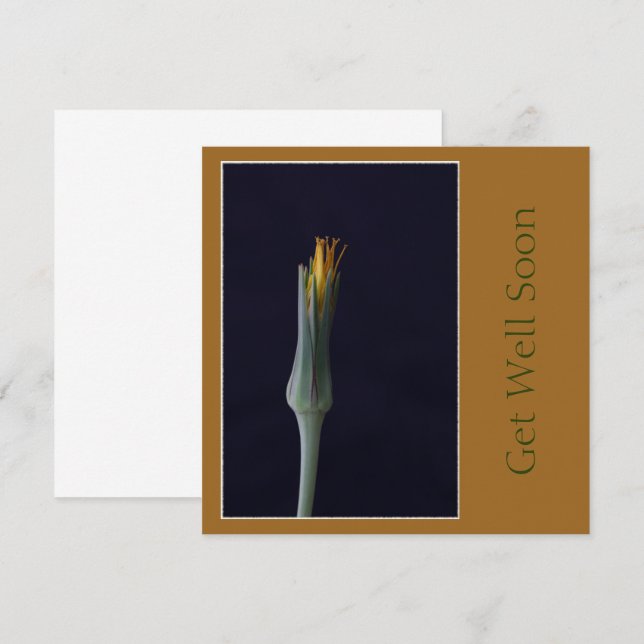 Carte Fleurs de ton doré marron pour un prompt rétabliss (Devant / Derrière)