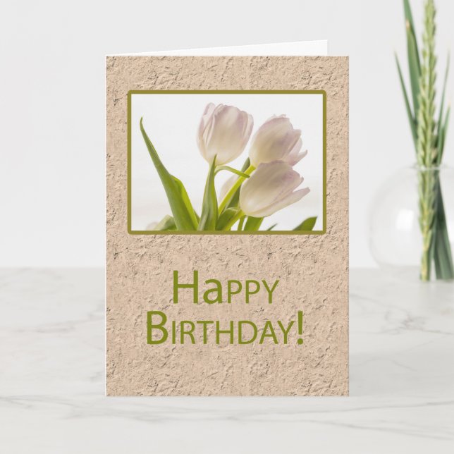 Carte Fleurs de tulipes d'anniversaire blanches dansante (Devant)