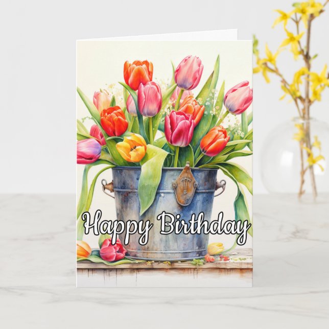 Carte Fleurs de tulipes fraîchement cueillies (Fleur jaune)