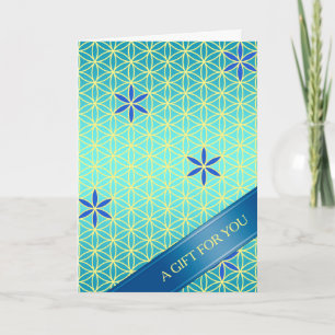 Carte FLEURS DE VIE - motif jaune cyan