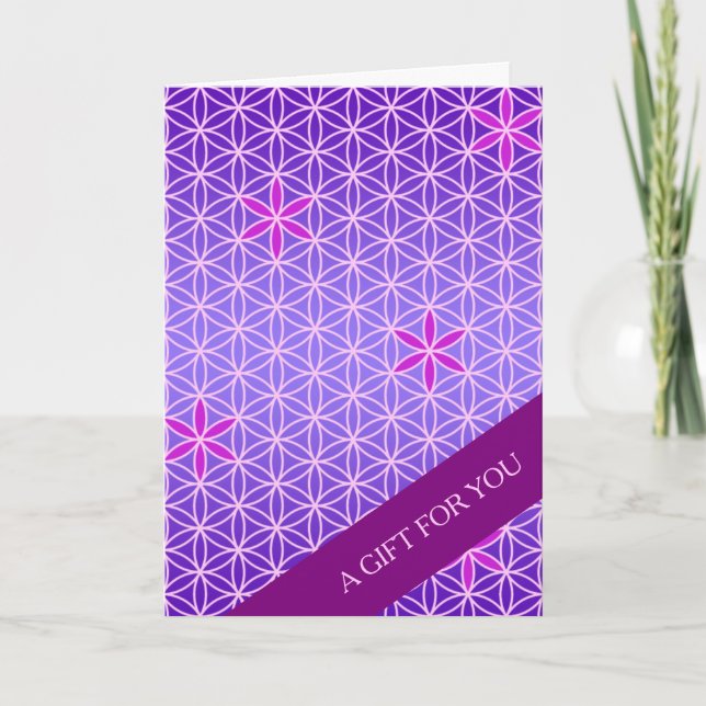 Carte FLEURS DE VIE - motif rose magenta (Devant)