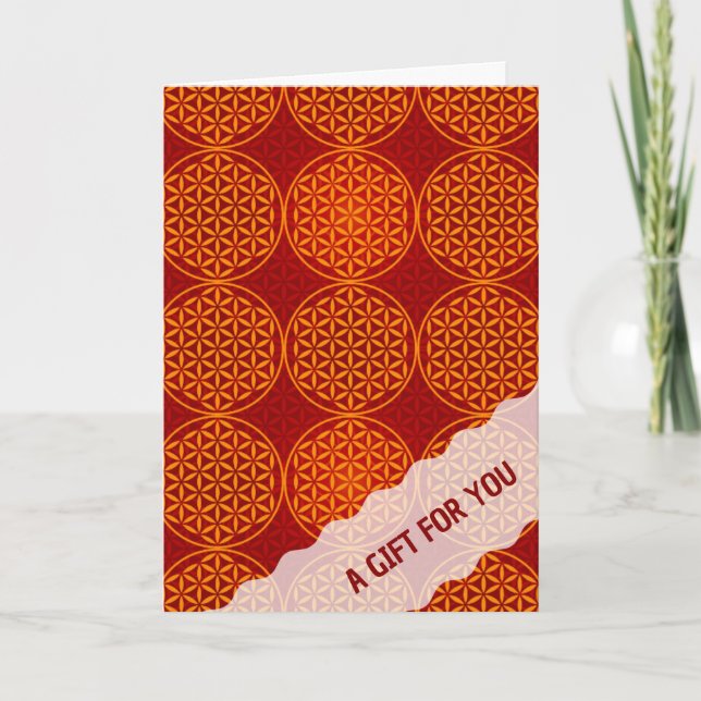 Carte FLEURS DE VIE - motif rouge orange (Devant)