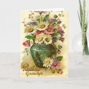 Carte Fleurs de voeux d'anniversaire 1915 vintage