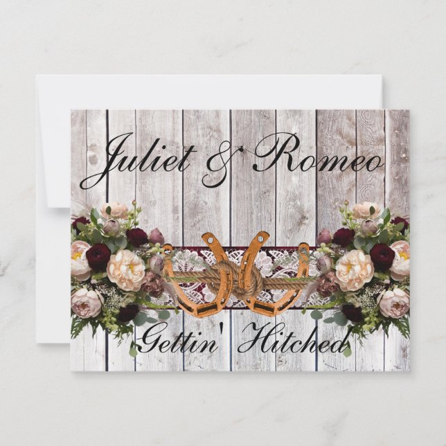 Carte Fleurs, dentelle et fer à cheval Mariage de ruban  (Devant)