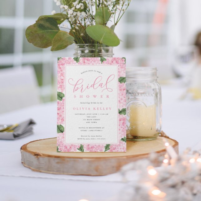 Carte Fleurs d'hortensia rose pour petite douche de mari (Créateur téléchargé)