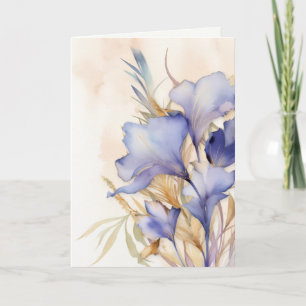 Carte Fleurs d'iris aquarelle de remerciement de sympath