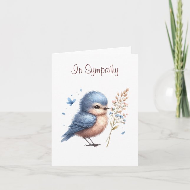 Carte Fleurs d'oiseaux bleues et Sympathie des papillons (Devant)