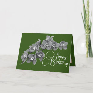 Carte Fleurs d'orchidées Couleur verte Arrière - plan An