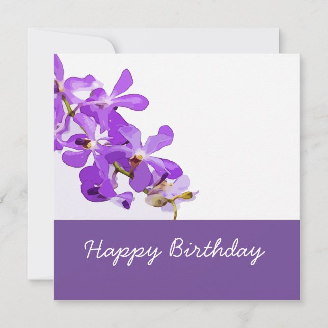 Carte Fleurs d'orchidées violettes à l'anniversaire (Devant)
