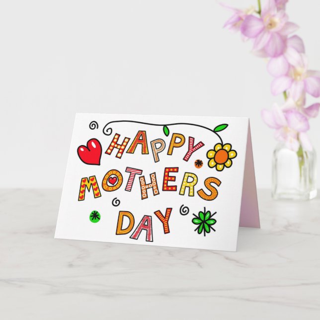 Carte Fleurs du coeur Joyeux Fête des Mères Fun Whimsica (Orchidée)