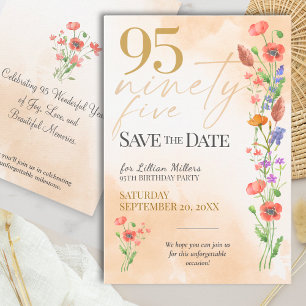 Carte Fleurs Élégantes 95e Anniversaire - 95 Enregistrez