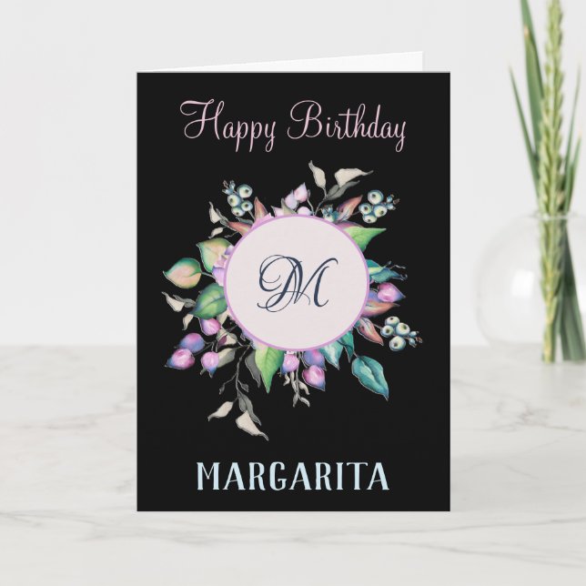Carte Fleurs élégantes Aquarelle Anniversaire Personnali (Devant)