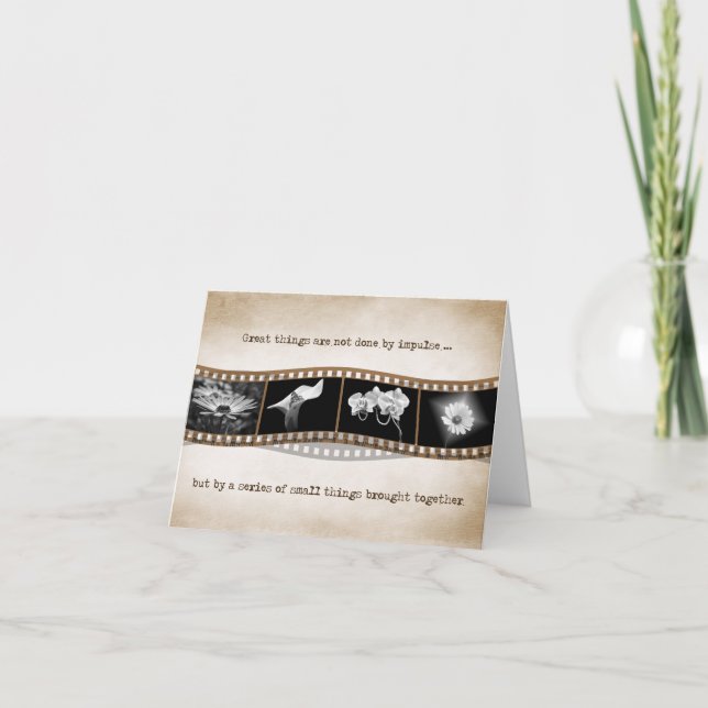 Carte fleurs en filmstrip avec citation (Devant)