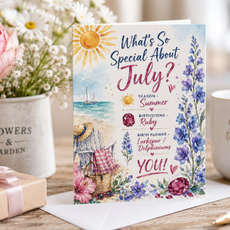 Carte Fleurs estivales aquarelles Joyeux Anniversaire de