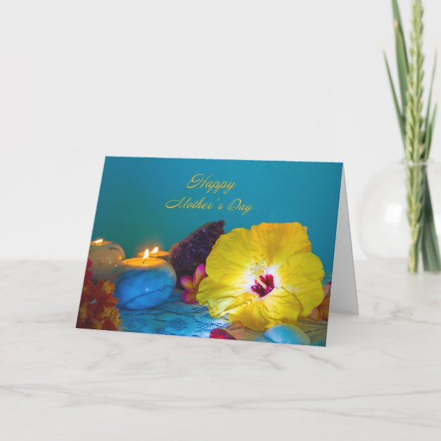 Carte Fleurs et bougies Fête des Mères (Devant)