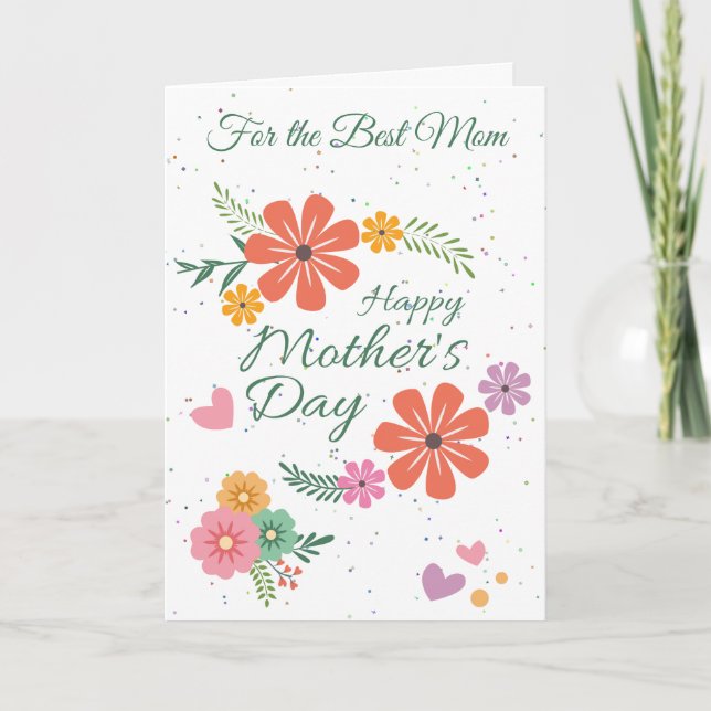 Carte Fleurs Et Coeurs Pour La Fête Des Mères (Devant)