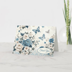 Carte Fleurs et papillons de chinoiserie Merci