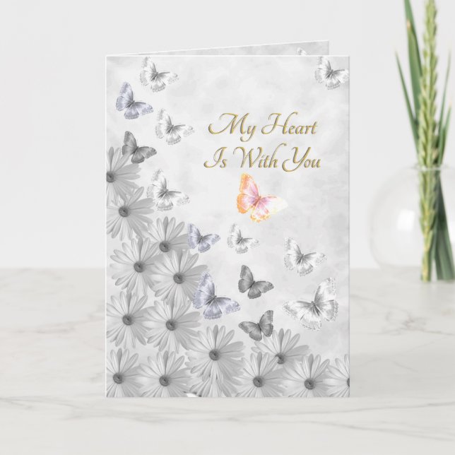 Carte Fleurs et papillons - Perte d'une soeur (Devant)