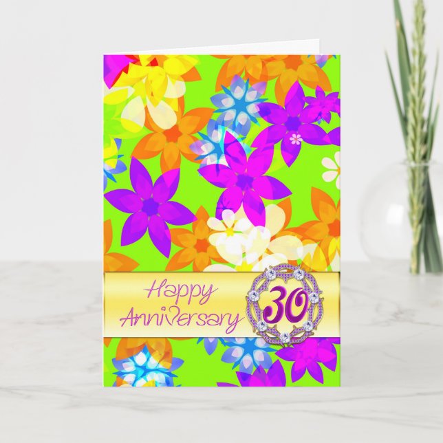 Carte Fleurs fabuleuses 30e anniversaire de mariage pour (Devant)