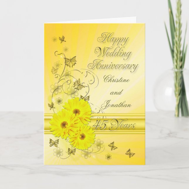 Carte Fleurs fabuleuses 45e anniversaire pour un couple (Devant)