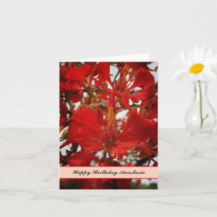 Carte Fleurs flamboyantes rouges tropicales Anniversaire