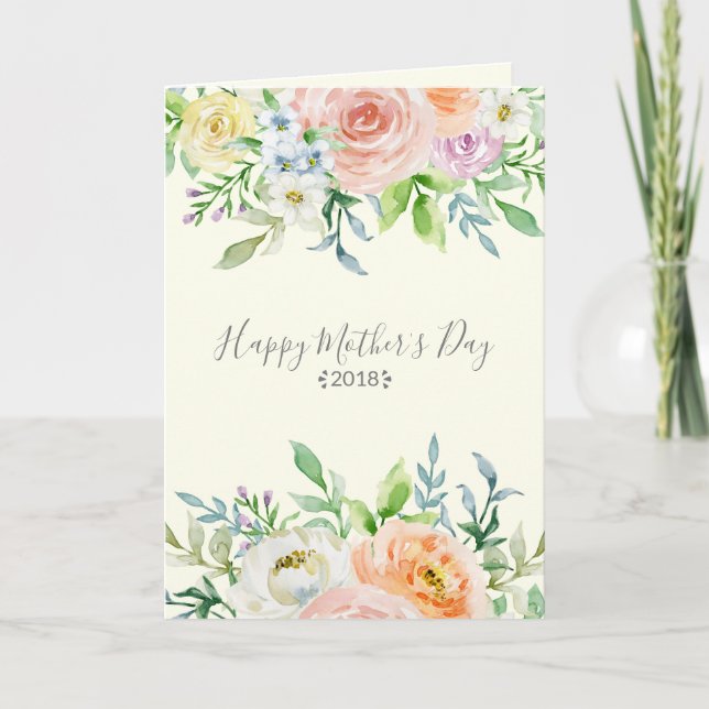 Carte Fleurs florales Bonne fête des mères (Devant)