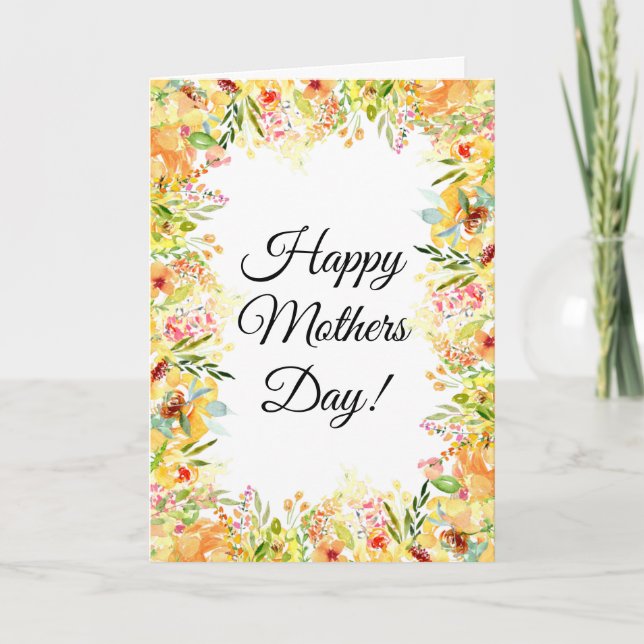 Carte Fleurs florales Joyeuse Fête des mères Plutôt mign (Devant)