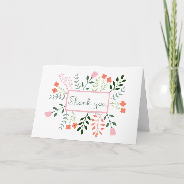 Carte Fleurs florales mignonnes Jardin Merci doux chaud (Devant)