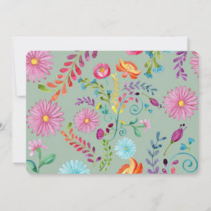Carte Fleurs folkloriques aquarelles - personnalisables