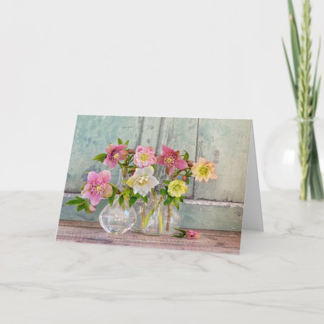 Carte Fleurs | Hellebores dans Vases (Devant)