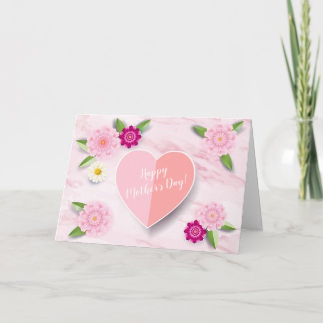 Carte Fleurs heureuses du jour de mère belles saluant (Devant)