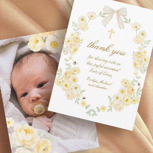 Carte Fleurs Jaunes Cadre Arc Baptême Merci