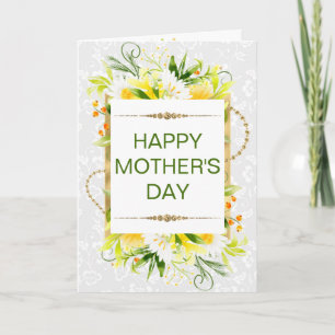 Carte Fleurs jaunes et marguerites pour la fête des mère