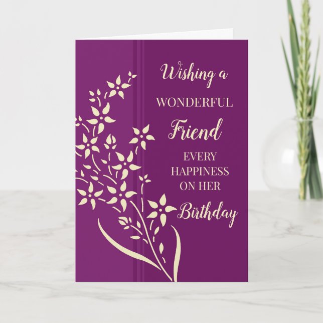 Carte Fleurs Jaunes Violettes Ami Anniversaire (Devant)