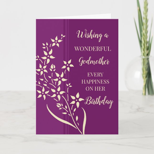 Carte Fleurs Jaunes Violettes Godmère Anniversaire (Devant)
