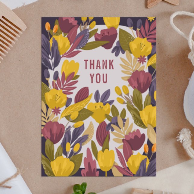 Carte Fleurs jaunes violettes. Merci végétal (Créateur téléchargé)