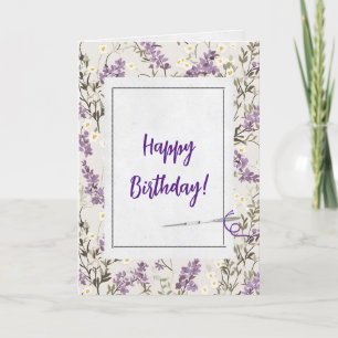 Carte Fleurs Lilac et Aiguilles Anniversaire