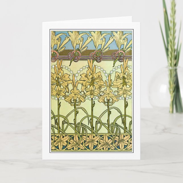 Carte Fleurs Lily de style Art Nouveau, Mucha (Devant)