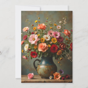 Carte Fleurs lumineuses en pensant à vous dans un vase p