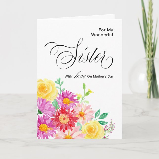 Carte Fleurs lumineuses pour soeur à l'occasion de la fê (Devant)