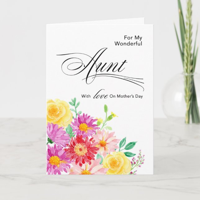 Carte Fleurs magnifiques pour la tante à la fête des mèr (Devant)
