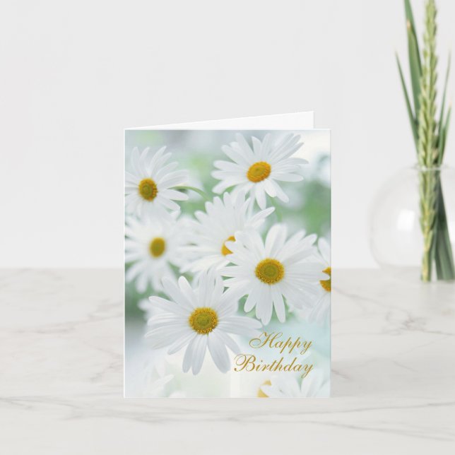 Carte Fleurs marguerites blanches heureux Anniversaire (Devant)